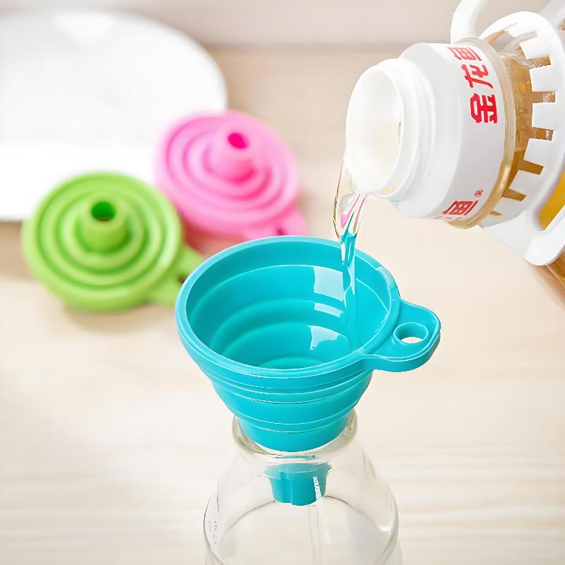 Kitchen Silicone Collapsible Funnel Set Of 10 Foldable-Cooking-Food-Grade For Filling Bottles Perfume Capsules Fry Oil Filter