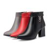 Women Ankle Boots GenuineLeather Women's Fashion Boots Red Pointed Rhinestone High-heeled Winter Wedding Boot