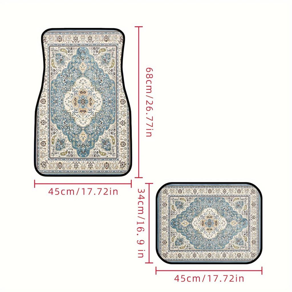4Pcs Set Of Elegant Ethnic Style Car Mats, Anti Car Floor Protection, Suitable For General Motors - Car Decoration Design gift