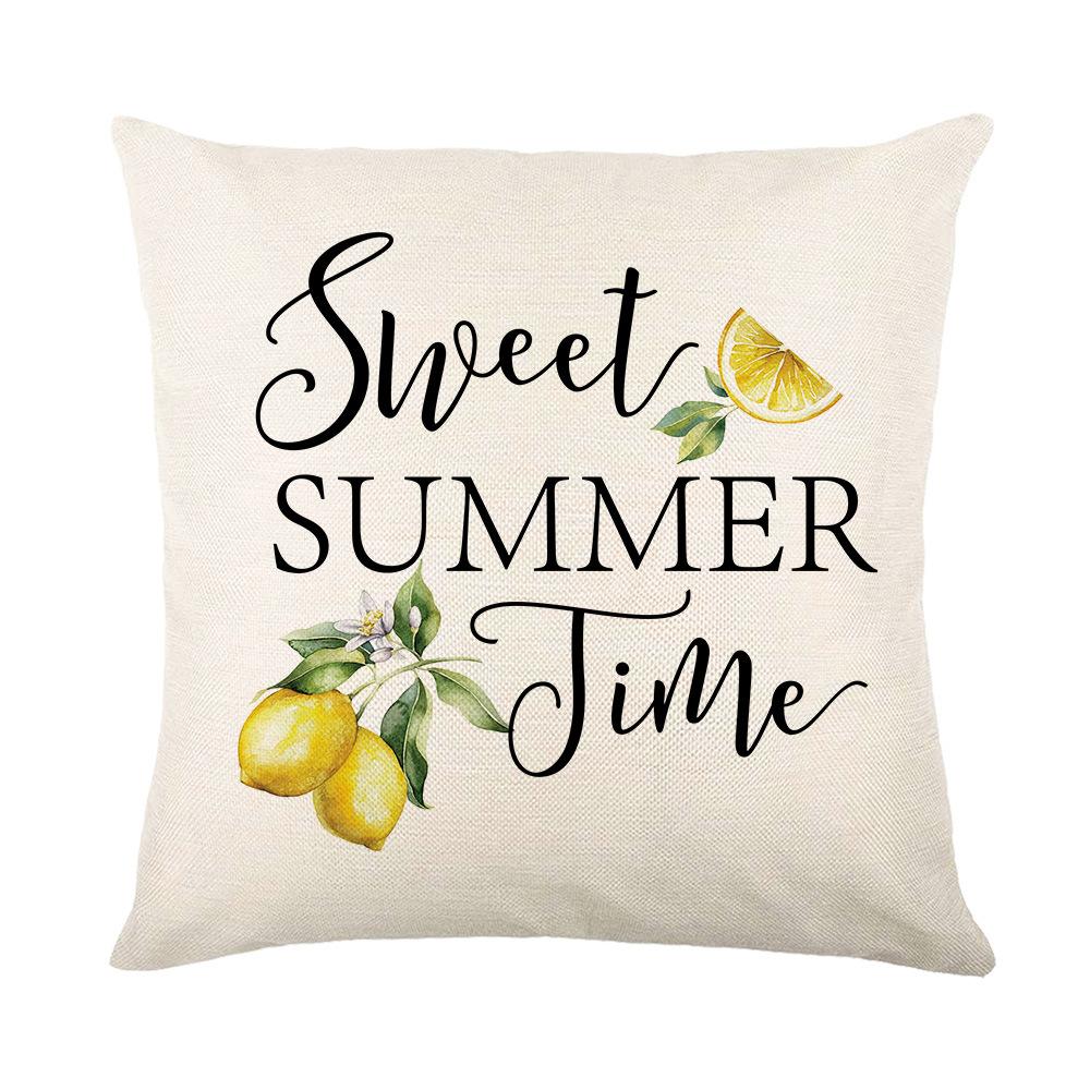 New Spring and Summer Pillow Cases Linen Yellow Lemon Truck Print Home Pillow Cushion Combination