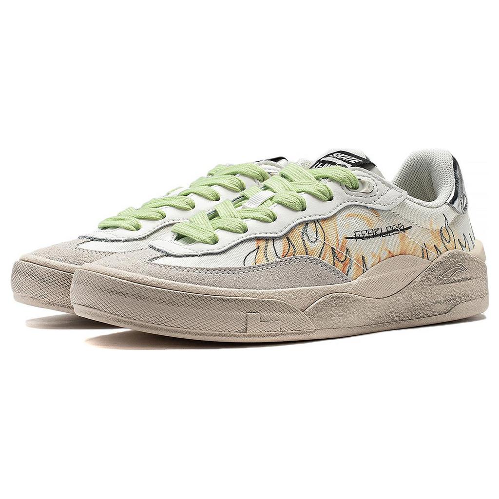 New LiNing Skategeneral Anti Slip Wear Resistant Low Top Skateboard Shoes Women's Champagne White AEPSA50-7