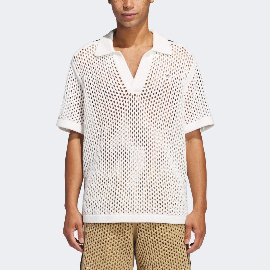Adidas X Edison Chen Crochet Polo Shirt White Unisex Streetwear JE9594