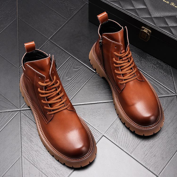 Ботинки Мартинсы Британские высокие шнурованные кожаные ботинки Осенние и зимние ретро короткие ботинки 38