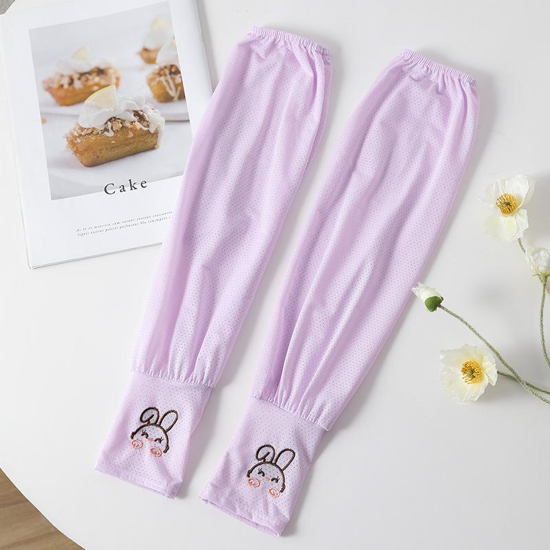 Women’s Summer UV Protection Arm Sleeves, Cute Bunny Ear Ice Silk Cooling Sleeves, Breathable Thin Sun Sleeves for Driving Cycling Outdoor