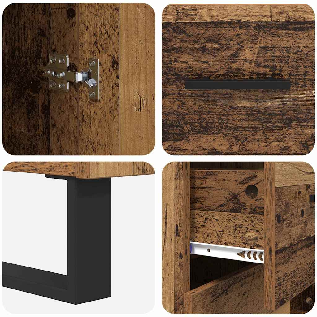 Highboard with Drawers 2 pcs Reclaimed Wood Look 69.5 x 34 x 180 cm