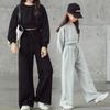 Pantaloni Larghi a Maniche Lunghe da Ragazza per Primavera e Autunno Completo a Due Pezzi Pantaloni da Strada Fritti Vita Alta Stile Coreano da Donna