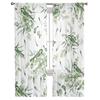 Summer Plants Four Leaf Grass Green Leaf Watercolor Bedroom Curtains Tulle Sheer Curtain Living Room Home Decor Voile Drapes