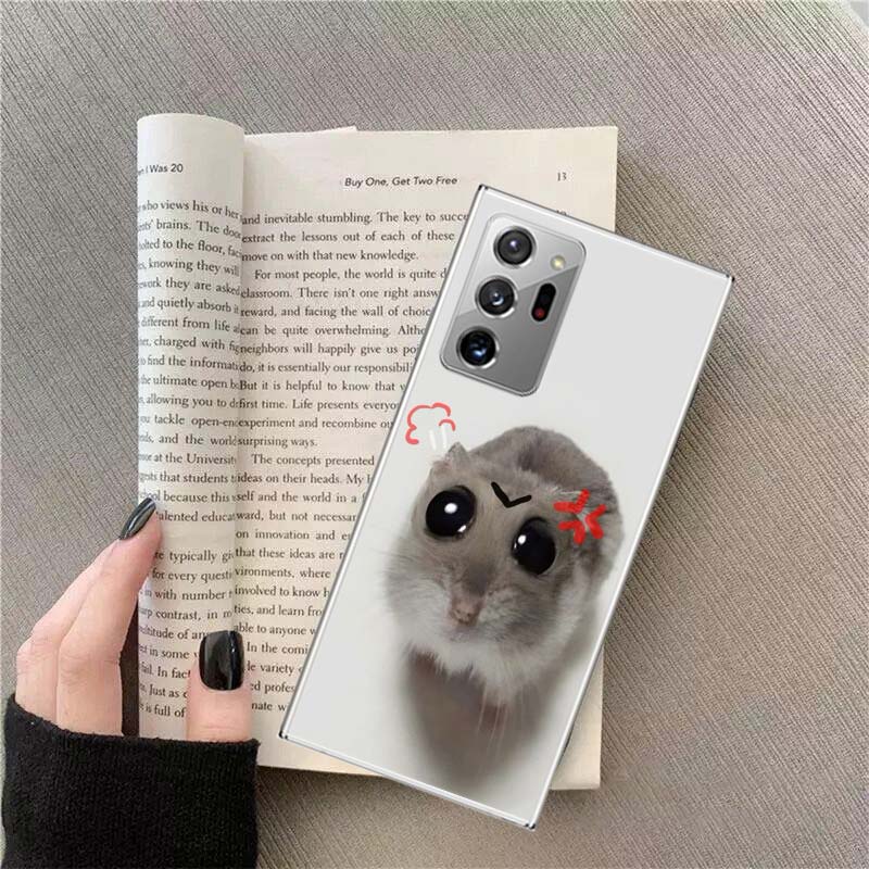 Funny Sad Hamster Meme Phone Case For Samsung Galaxy S25 Edge S24 S23 FE S22 S26 Ultra S21 S20 S10 Plus Capa Soft