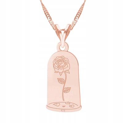 Förgyllt Halsband Med Ros Blomma Rose Växt Motiv Silver 925