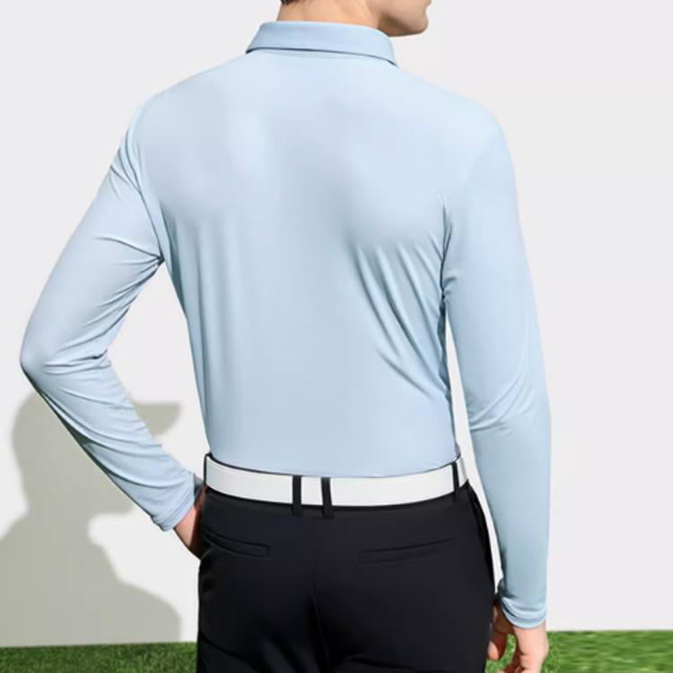 Fila SS23 Letter Logo Long Sleeve Polo Shirt Men Tops Blue A11M315204F-LB