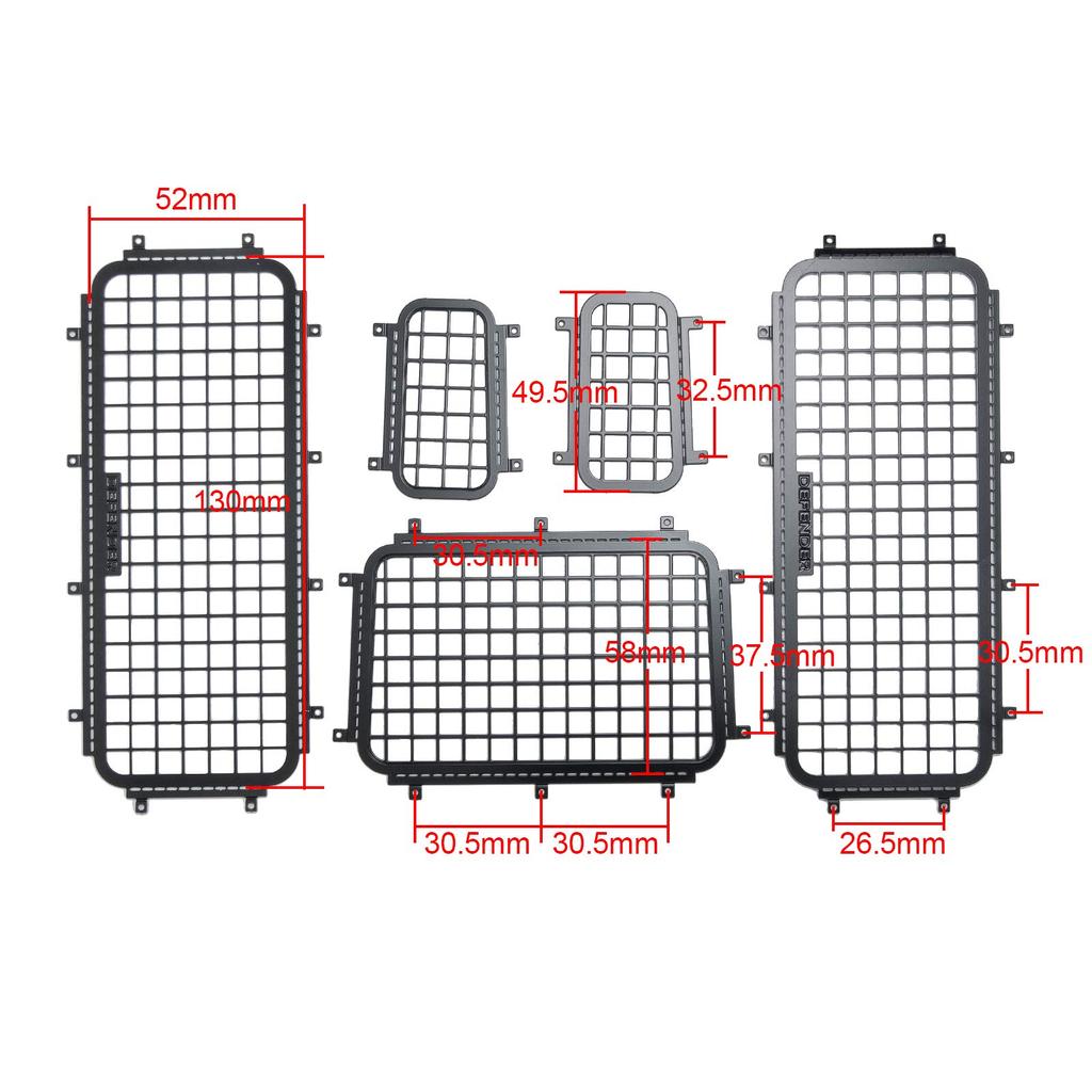 TRZX Stainless Steel RC Window Mesh Protective Net Mesh Window Cover for 110 Traxxas TRX-4 RC Crawler Car
