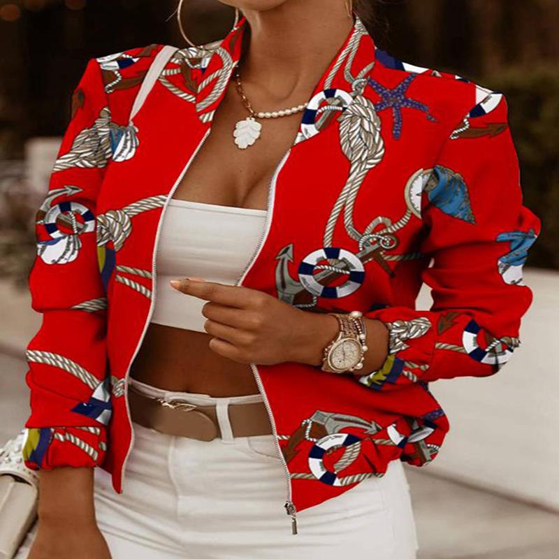 Módní Dámské Dámská Bomber bunda na zip Casual Coat Outwear Plus Size S-5XL