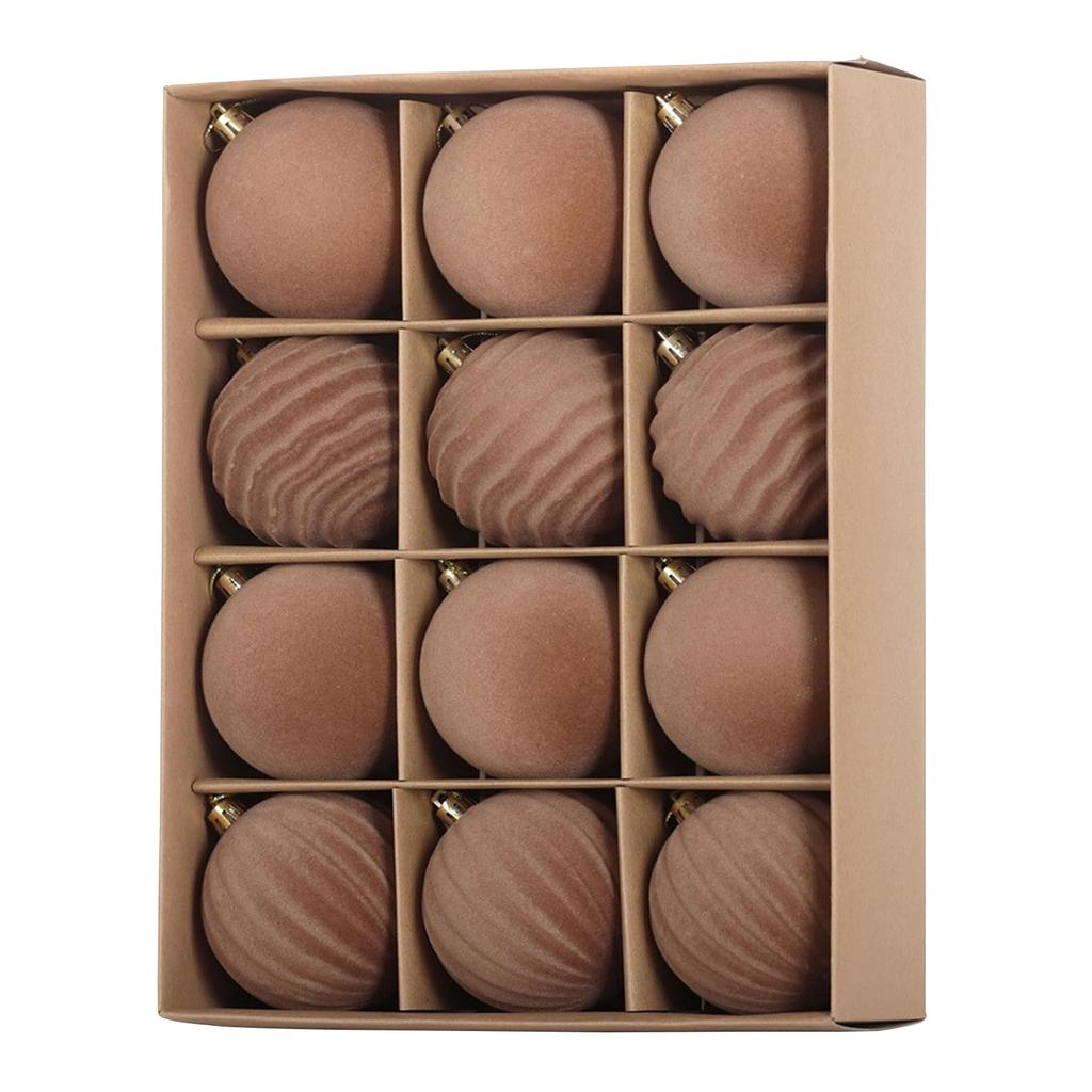 8CM Vločkované vánoční ozdoby, Třpytivé dekorativní koule, Sada 12 kusů, Vánoční strom, Sváteční atmosféra