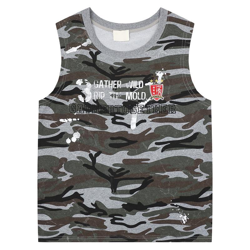 American retro camouflage printed sleeveless vest decorative design sense niche street style loose sleeveless top men's clothing