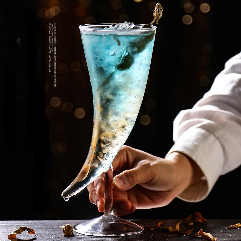

1pcs 410ml High Borosilicate Horn Shape Cocktail Martini Beer Drinking Glass Cup Creative Cocktail Glasses 301-400ml
