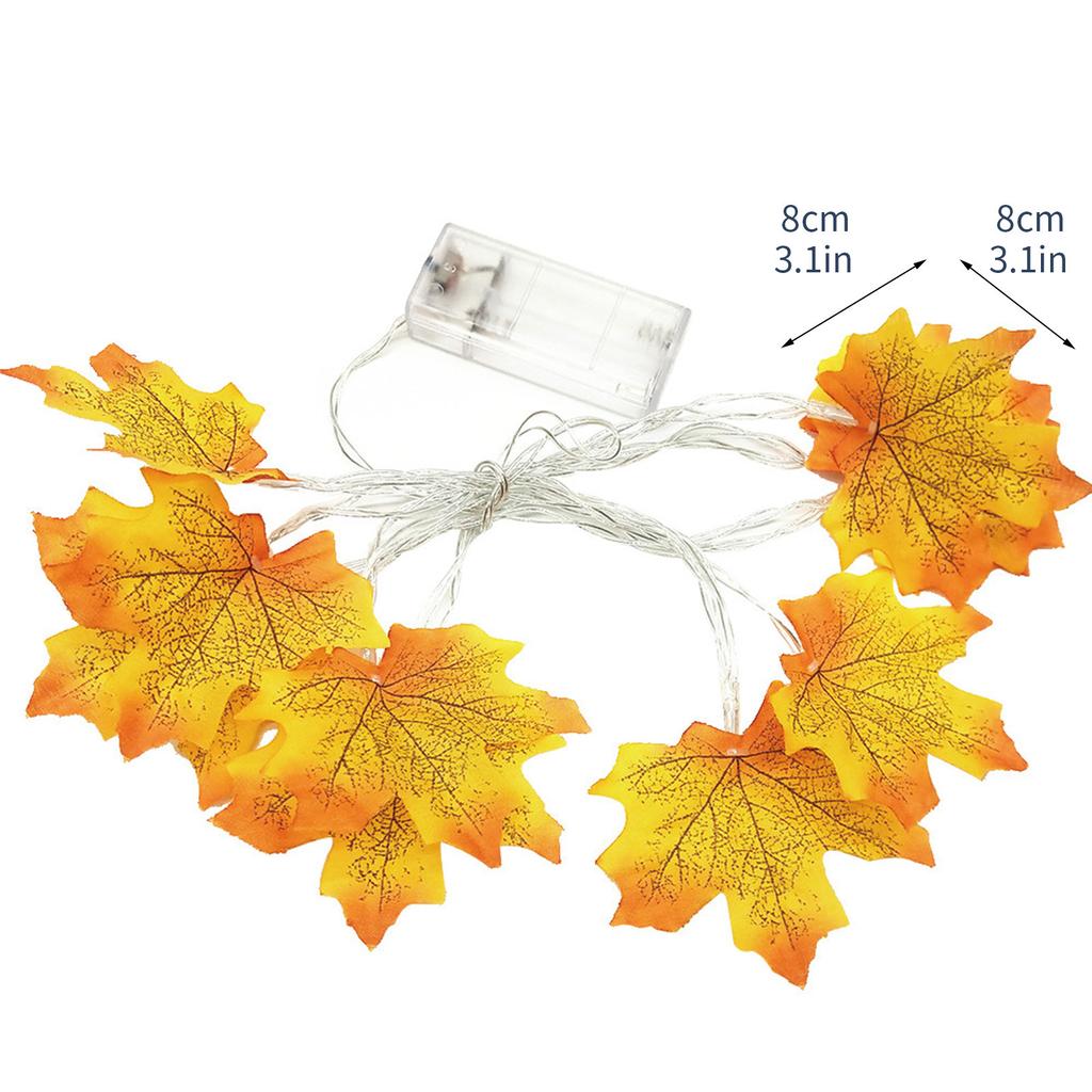 1.5M 10LED Lighted Fall   Maple Leaves Garland Halloween Decoration