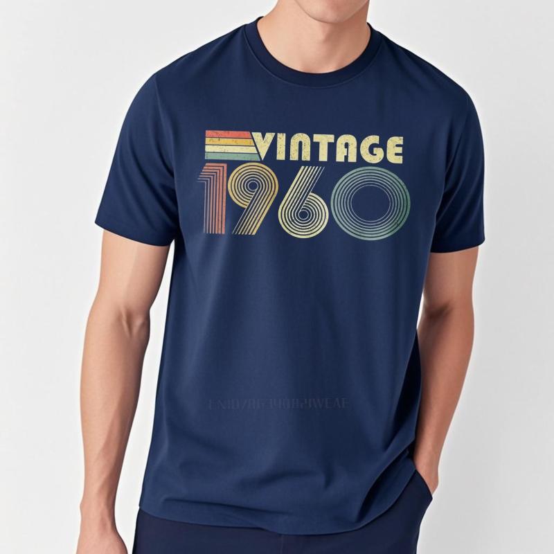 Fashion summer Men t shirt Vintage 1960 Retro Design Pattern Short Sleeve Adult O Neck Tee shirt men cotton tshirt fashion tops