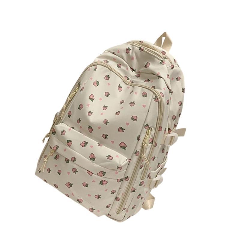 Großvolumige florale Nylon-Schultasche, lässiger Tagesrucksack, Reiserucksack für College-Studenten