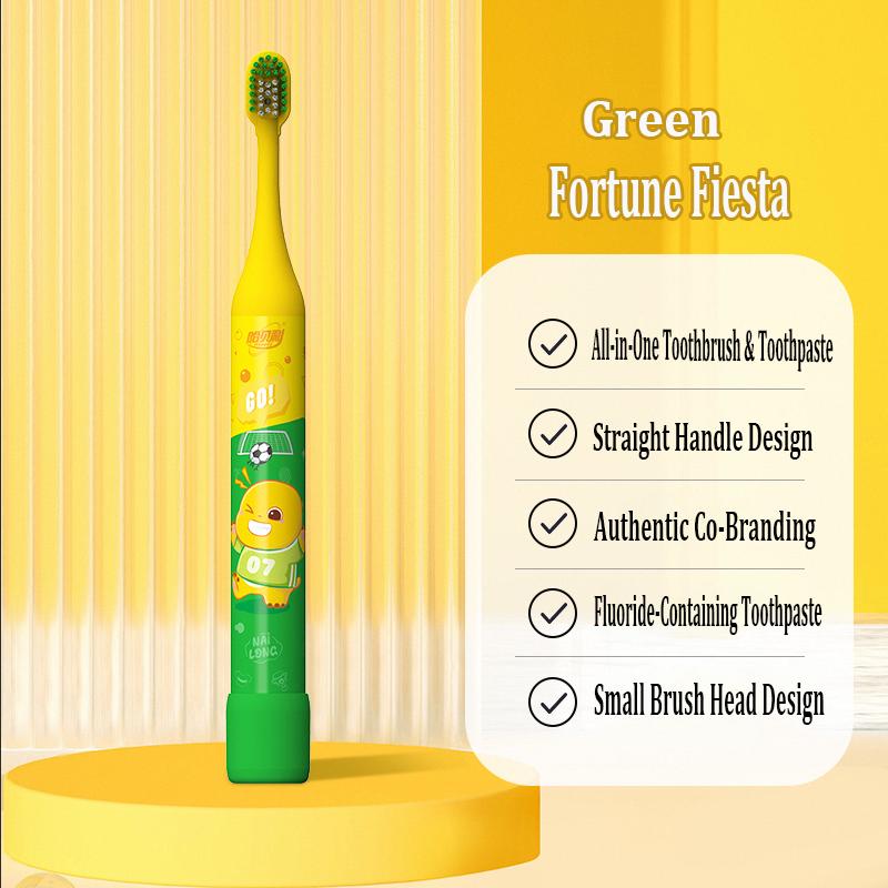 Happily OEM Cartoon Toothbrush for Kids Travel Portable Children's Oral Care Soft Toothbrush With Toothpaste Inside Press Type