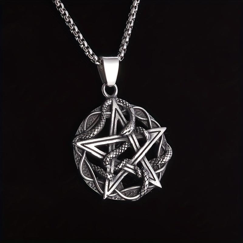 

Ожерелье-подвеска из нержавеющей стали в виде пентаграммы, ожерелье-подвеска в форме змеи