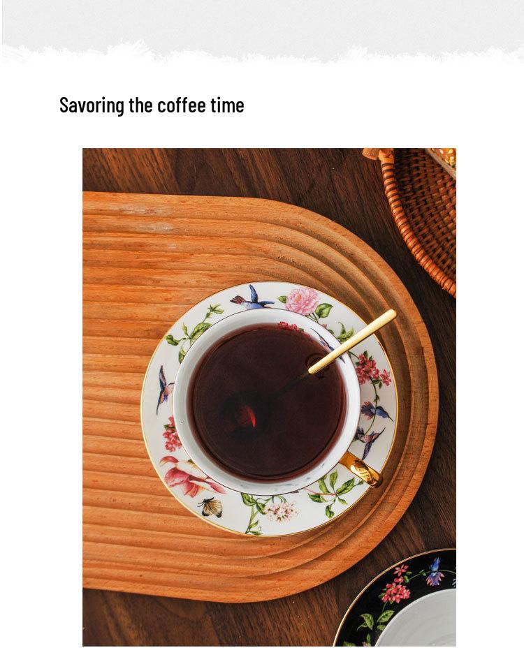 European Style Bone China Coffee Cup Set with Retro Saucer