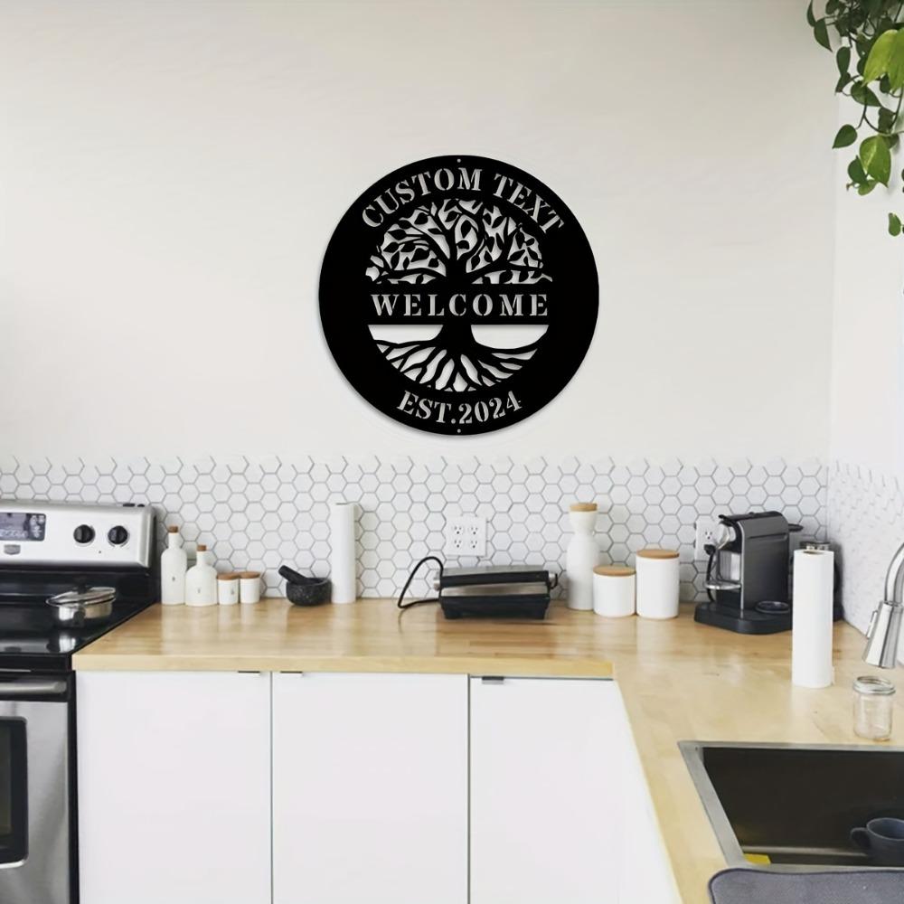 Metal Wall Art Tree of Life Customizable Family Name House Number Sign