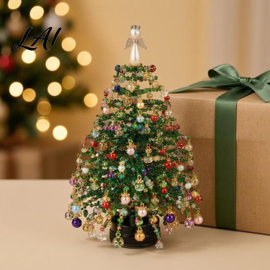 Bead Crafting Kits for Adults DIY Beaded Christmas Tree Kit Handmade with LED Lights Ornament Making Set Holiday Craft Project Kit Adults