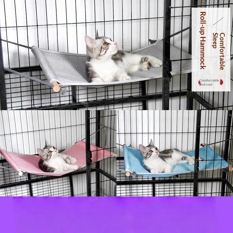 Cat Hammock Bed Breathable Mesh Hanging Pet Bed Removable Washable Design For Cat Cage Rest Summer Use