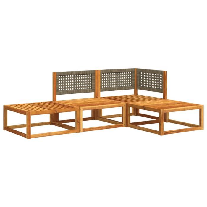 VidaXL Ensemble de canapés de jardin 4 pièces avec coussins en bois d'acacia et rotin 3278893