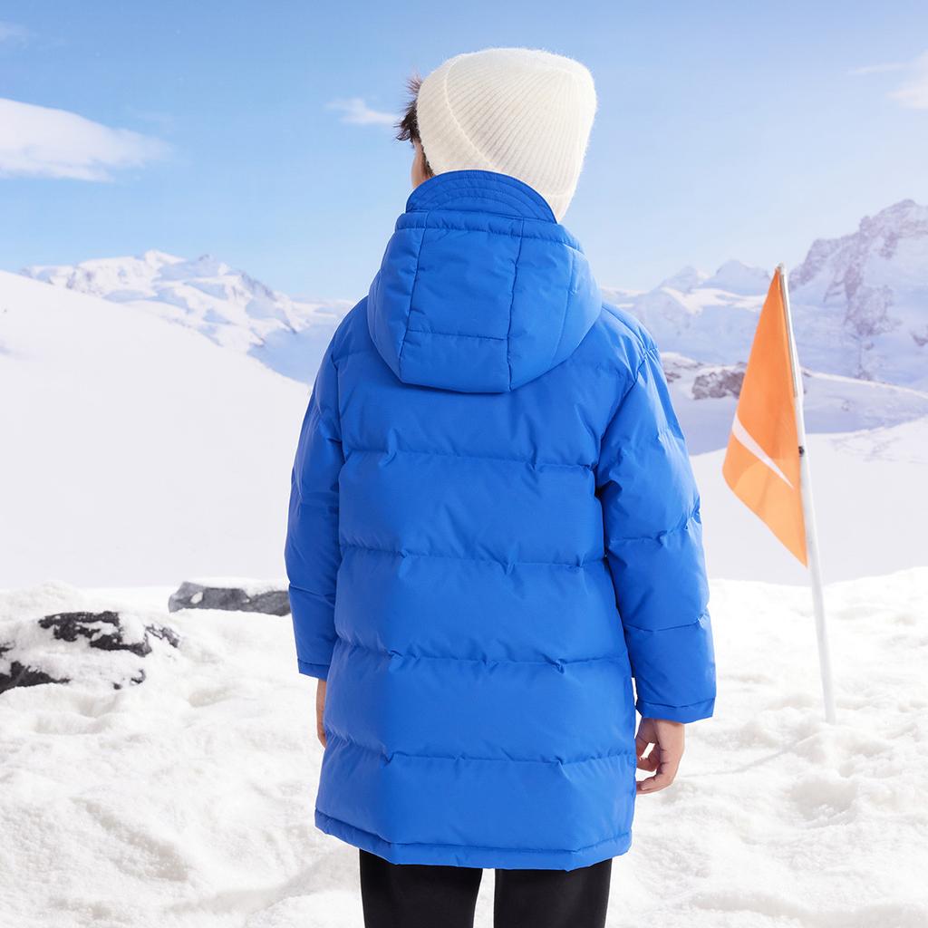 Nike Hooded Down Jacket Comfortable Warm Mid-Length Logo Print Kids Jackets Turquoise-Blue NY2342002GS-002