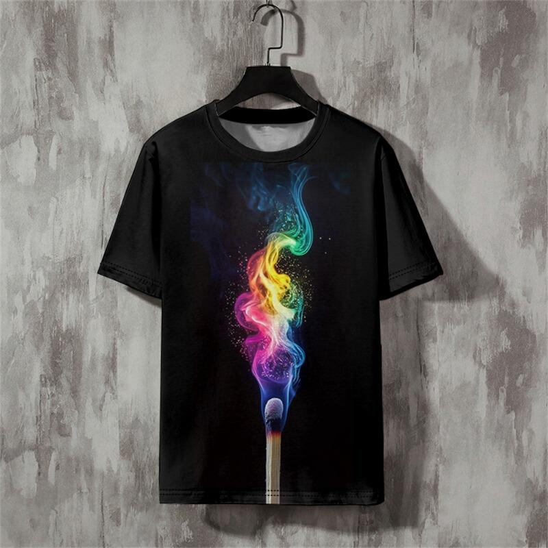 Fashion Men's T-shirt  3d Line Printed Men'S Clothing Street Designer Short Sleeved Oversized Top Tees Daily Casual Sportswear