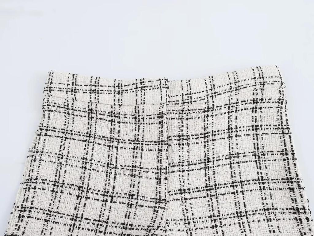 Autumn High Street Style Plaid Vest & High Waist Pants Set