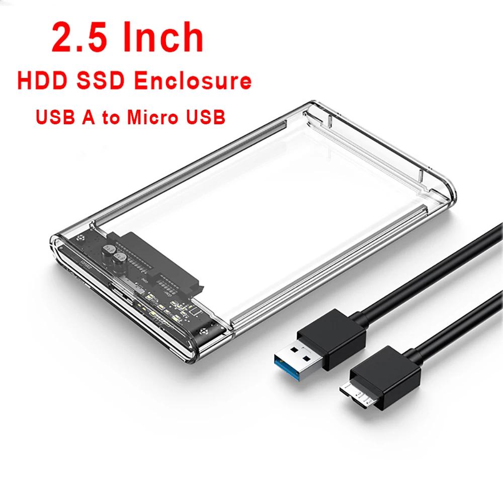

Внешний жесткий диск USB3.0, прозрачный корпус для жесткого диска 5 Гбит/с 2,5 дюйма, корпус для жесткого диска, чехол для хранения жесткого диска SATA HDD SSD для ноутбука