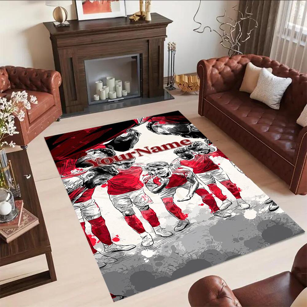 Arsenal Customizable Name Area Rug Perfect for Kitchen Entryway Study room Bedrooms Anti-slip Rug Office home decor Gift for Festivals