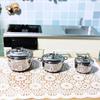 1/12 Dollhouse Miniature Imitated Stainless Steel Casserole Kitchen Cookware