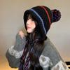 Japanese Tassel Woolen Hat for Women in Autumn and Winter Thickened Warm Knitted Hat Versatile Student Ear Protection Pullover Hat Trend