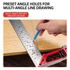 Aluminum Stainless Steel Combination Square Featuring Lasering Etched Graduations Build In Level Vials And Preset Angled Holes For Quick Layout