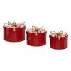 Set Of 3 Red Round Christmas Boxes With A Bow