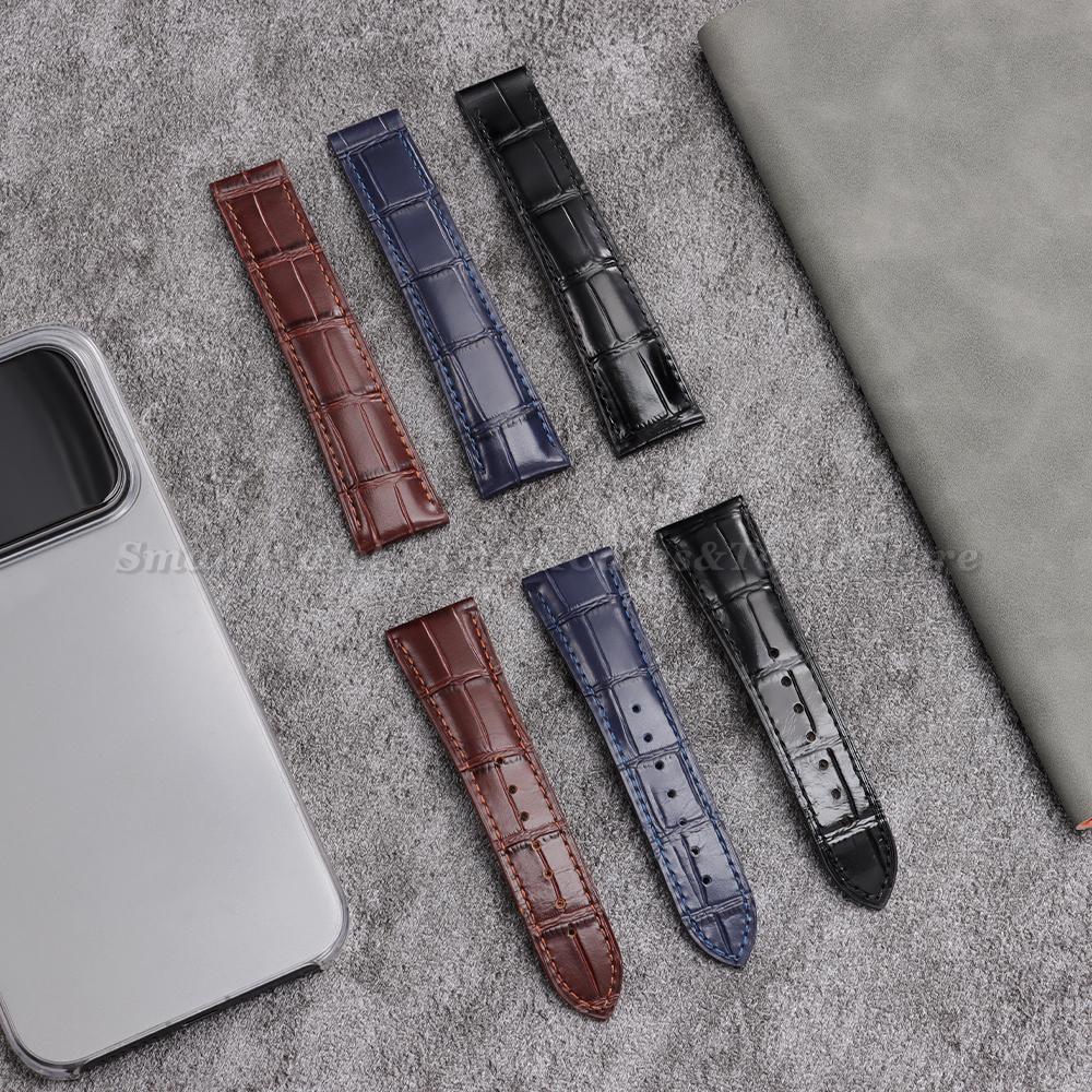 19mm 20mm 21mm 22mm for Omega Seamster Watch Original Leather Watch Strap Solid Steel Deployant Clasp Bamboo Leather Watch Bands