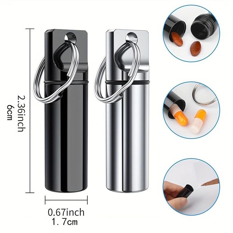 3pcs Small Pocket Pill Box Keychain, Aluminum Alloy Portable Mini Pill Organizer