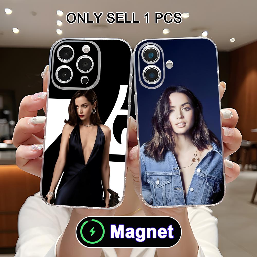 Ana de Armas Clear TPU Magsafe Mobile Phone Case for iPhone 17 16 15 14 13 12 11 Air Pro Max Plus Mini Colorful Cover