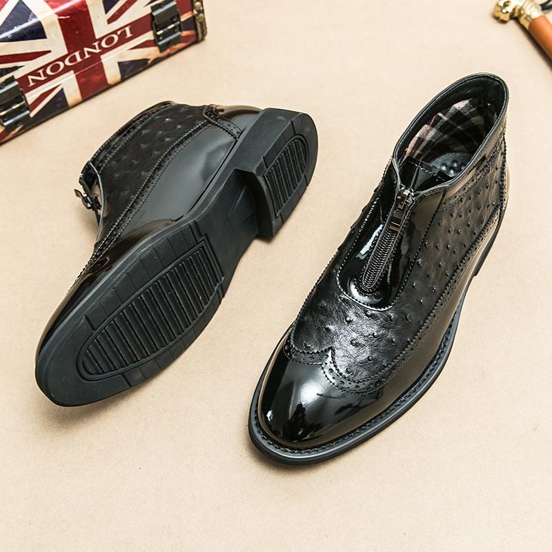 Men Ankle Boots Luxury Leather Oxfords Man Elegant Dress Boot Casual Platform Business Wedding Zip Chelsea Boots For Man
