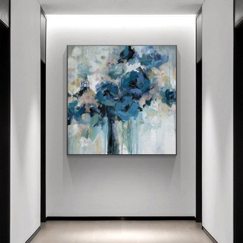 Aquarell Blau Blumen Leinwand Malerei Moderne Abstrakte Poster und Drucke Wand Kunst Bilder für Wohnzimmer Home Decor Unframed