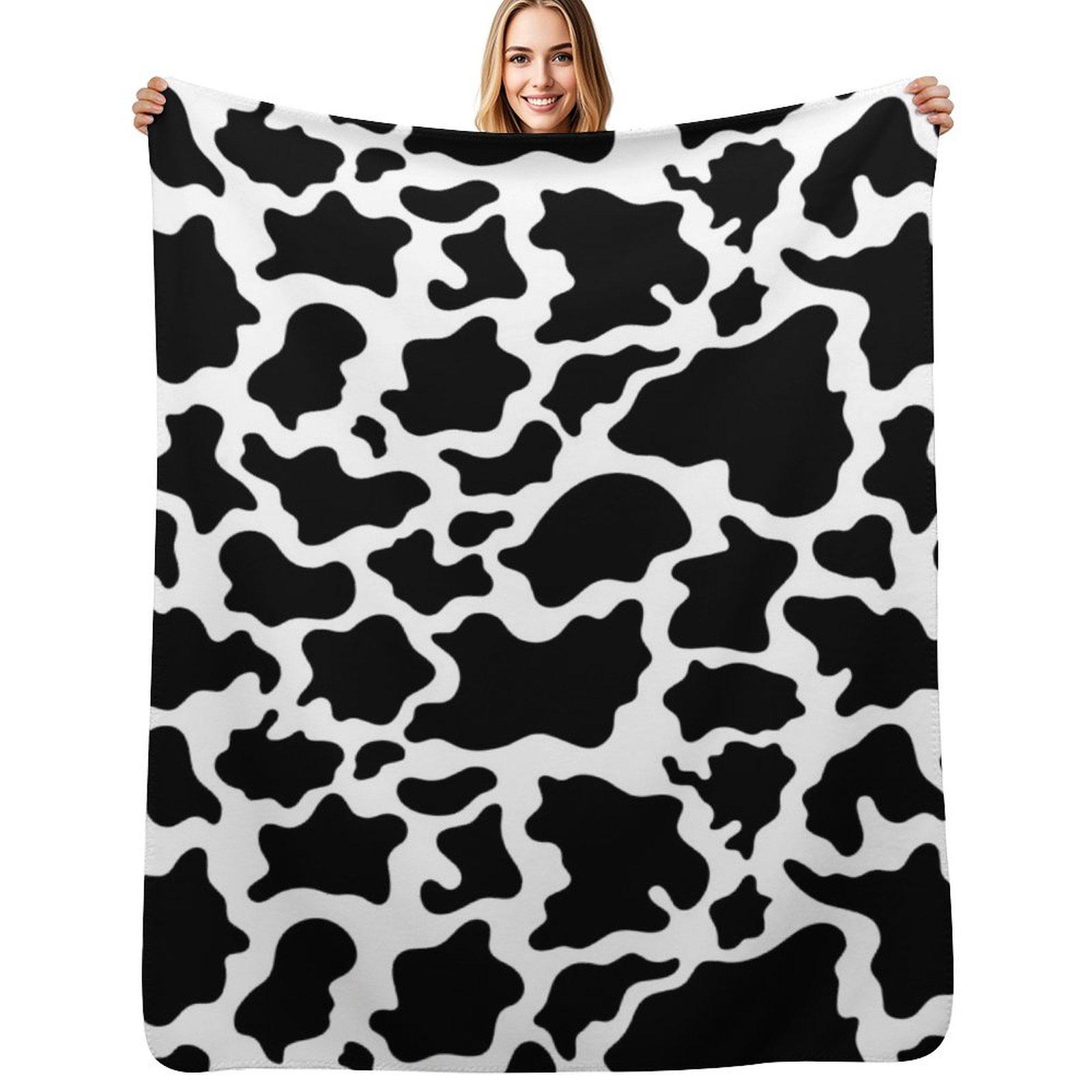 Cow Throw Blanket Air Conditioner Soft Blanket for Office Home Size: 75*100cm, Weight: 230 GSM