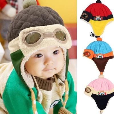 Warme Wintermütze für Jungen und Mädchen, Beanie Pilot, gehäkelte Ohrenklappen-Hüte