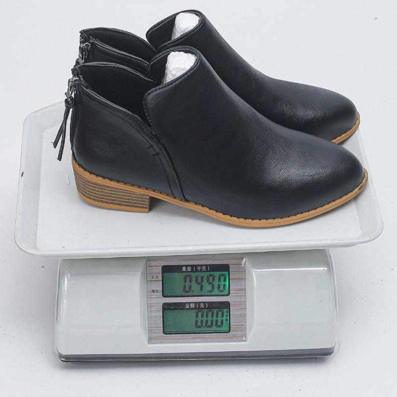 Grenseoverskridende nye store frynsete tykkhælede korte skinnstøvletter dame spisse tykkhælede bakglidelås og ankelstøvletter dame Martin-støvletter