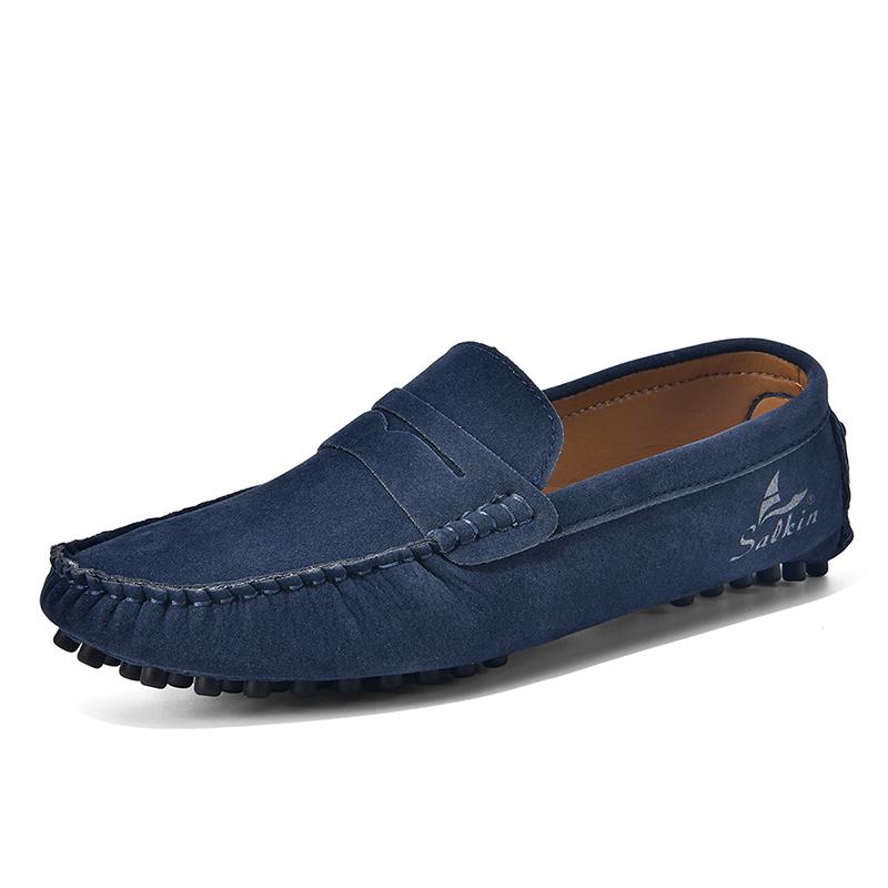 Fashion Suede Leather Mens Handmade Loafers Male Casual Driving Flats Slip-on Shoes Handmade Comfy Moccasins Leisure Walk Business Shoes