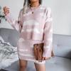 Women Autumn Winter Two Piece Suit Printed Knit Sweater Skirt Cover Sizes S to L Hip