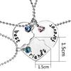 3 Teile/satz Frauen Beste Freunde Strass Herz Passenden Anhänger Halskette Schmuck