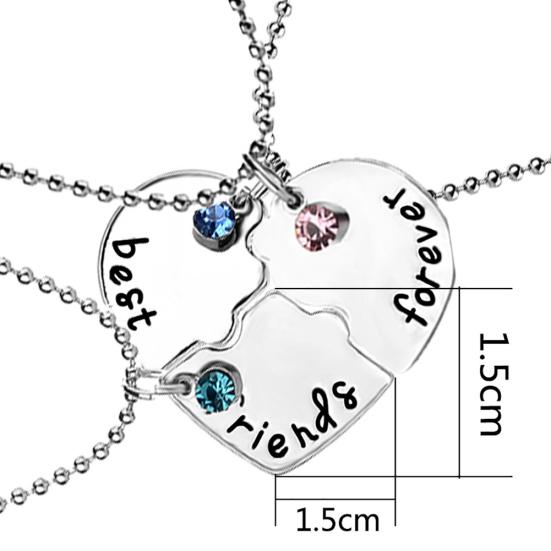 3 Teile/satz Frauen Beste Freunde Strass Herz Passenden Anhänger Halskette Schmuck